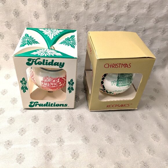 NIP! Vintage Natick, MA Ornaments Bigalow Mill, Cobbler Shop - Picture 1 of 5